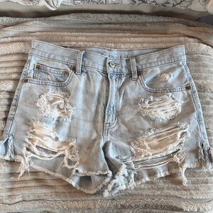 American Eagle Outfitters Light Wash Distressed Denim Shorts